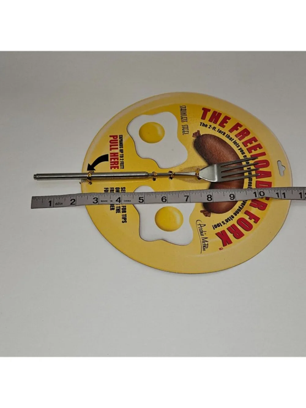 NOS Freeloader Fork Joke Gag Gift Stainless Steel Expand Up to 2ft Archie McPhee